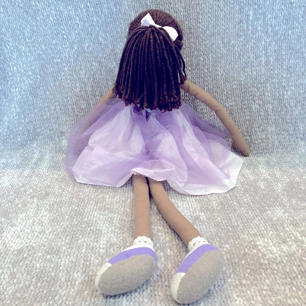 Pottery Barn Kids Ballerina Cloth Doll Lavender Tulle Ballet Dancer Brown Hair - Picture 3 of 9